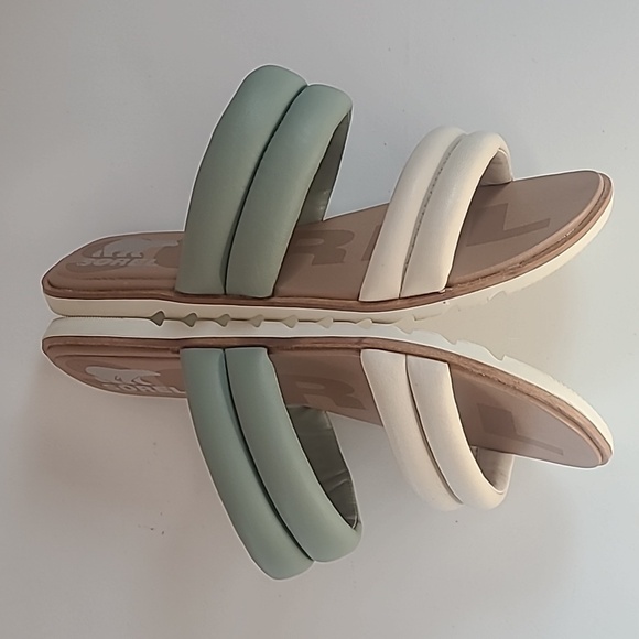 Sorel Womens Ella II Puff Slide Sandal Sporty Safari Chalk Size 8.5 NWOB - Picture 10 of 12